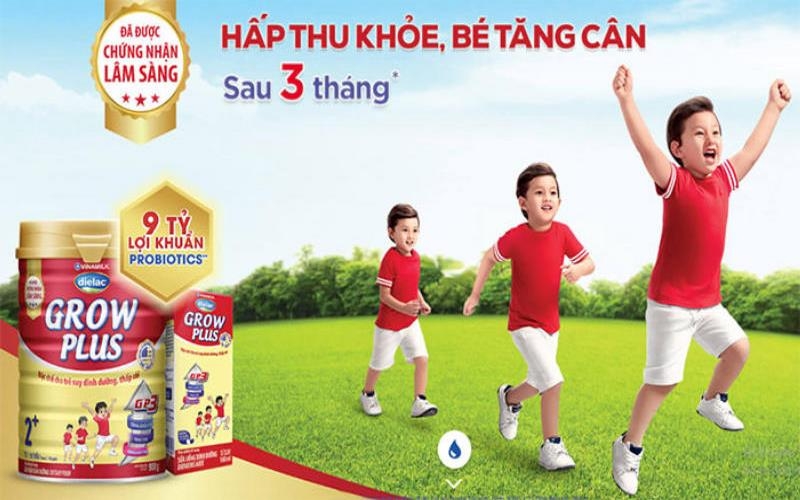 Sữa Dielac Grow Plus 2+ là sản phẩm sữa cho bé biếng ăn Việt Nam