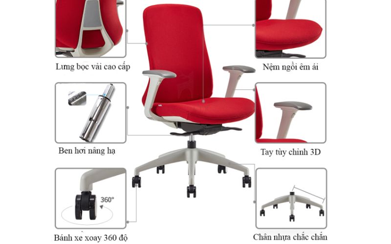 Ghế xoay vải cao cấp nhập khẩu FM115BW-F